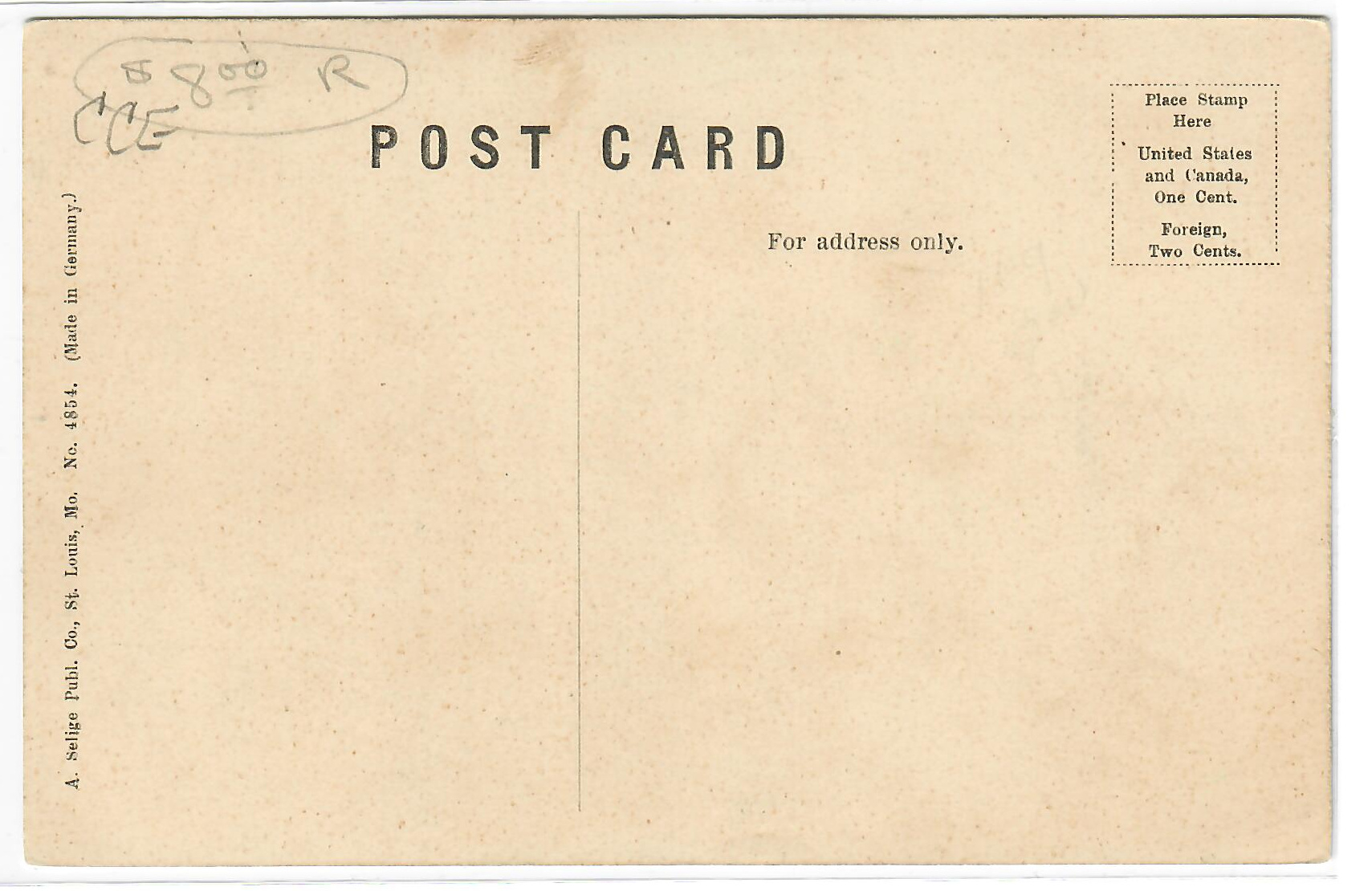 Union Station postcard — back