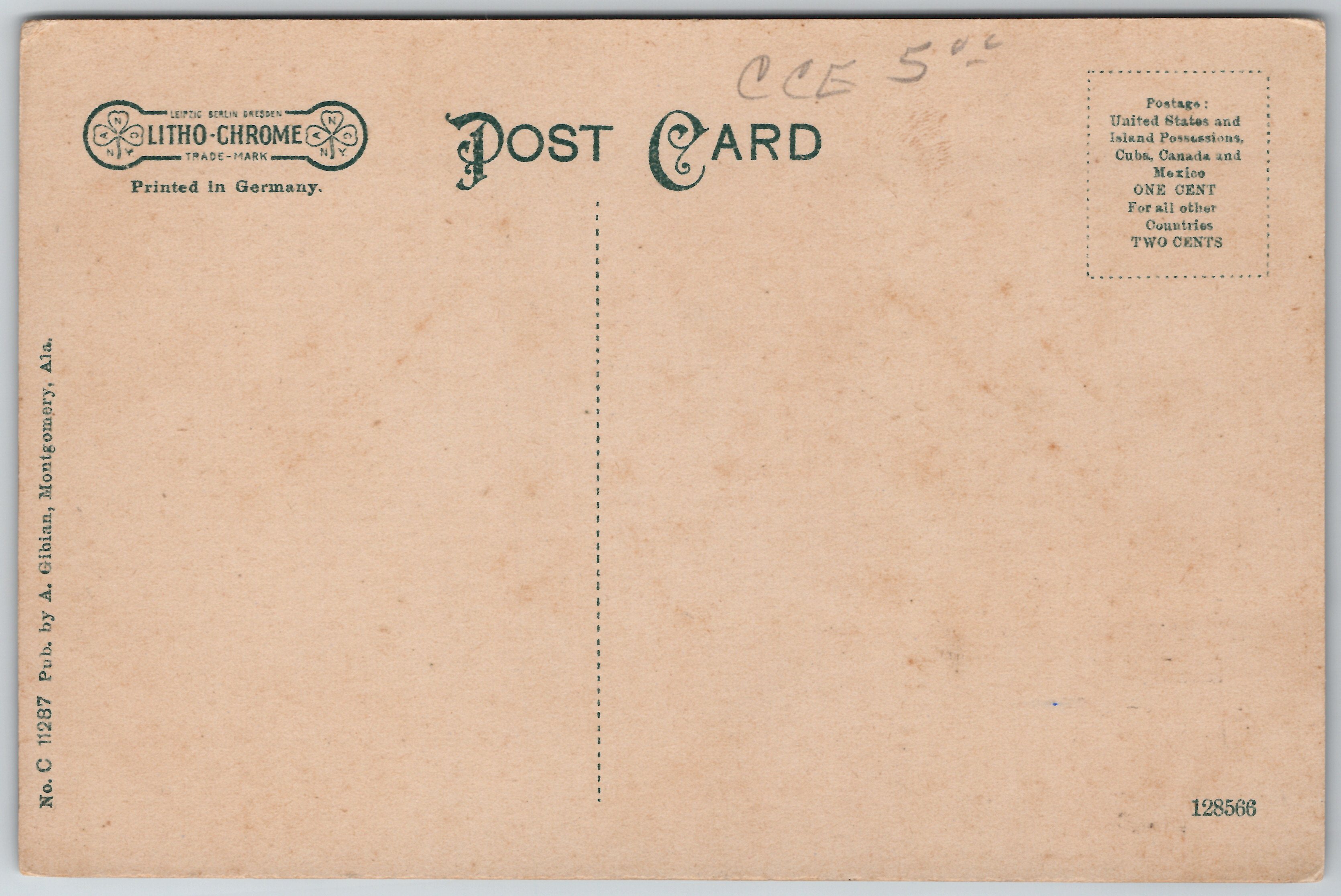 Divided back postcard of Union Station — back