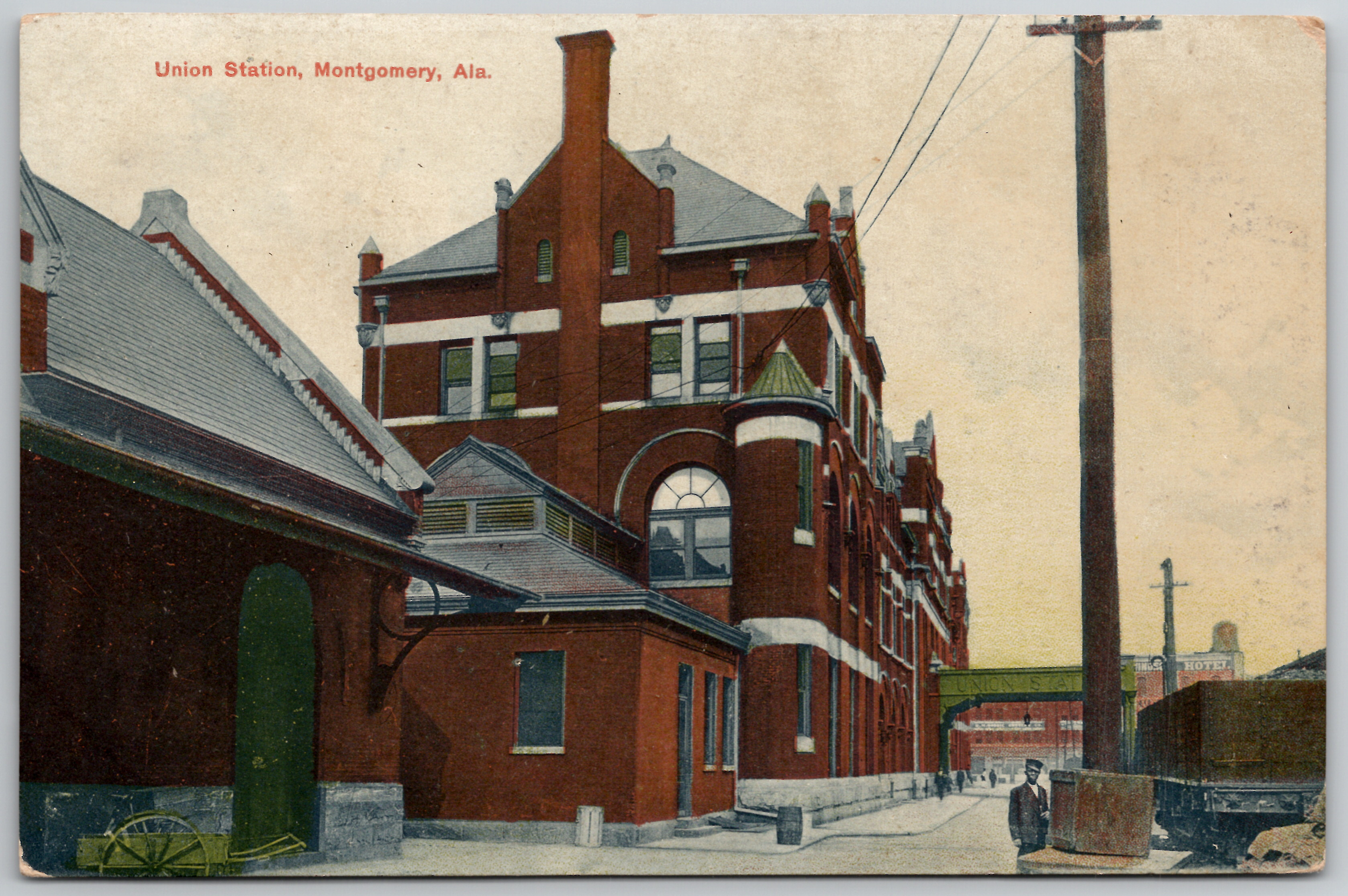 Divided back postcard of Union Station
