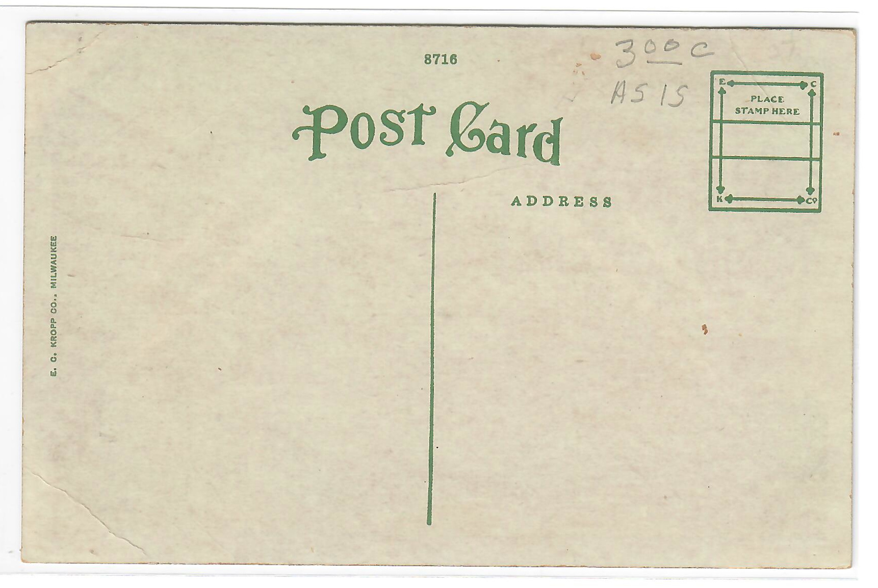 Union Station postcard — back