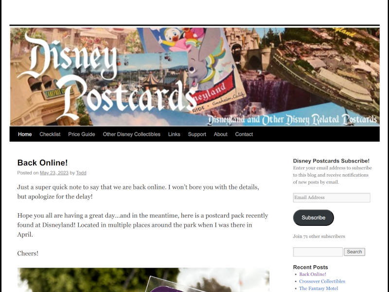 Disney Postcards Blog & Checklist